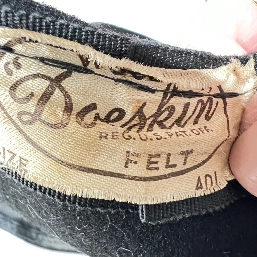 50s Doeskin Felt Capulet Black Wool Women's Hat Glencove Henry Pollak NY